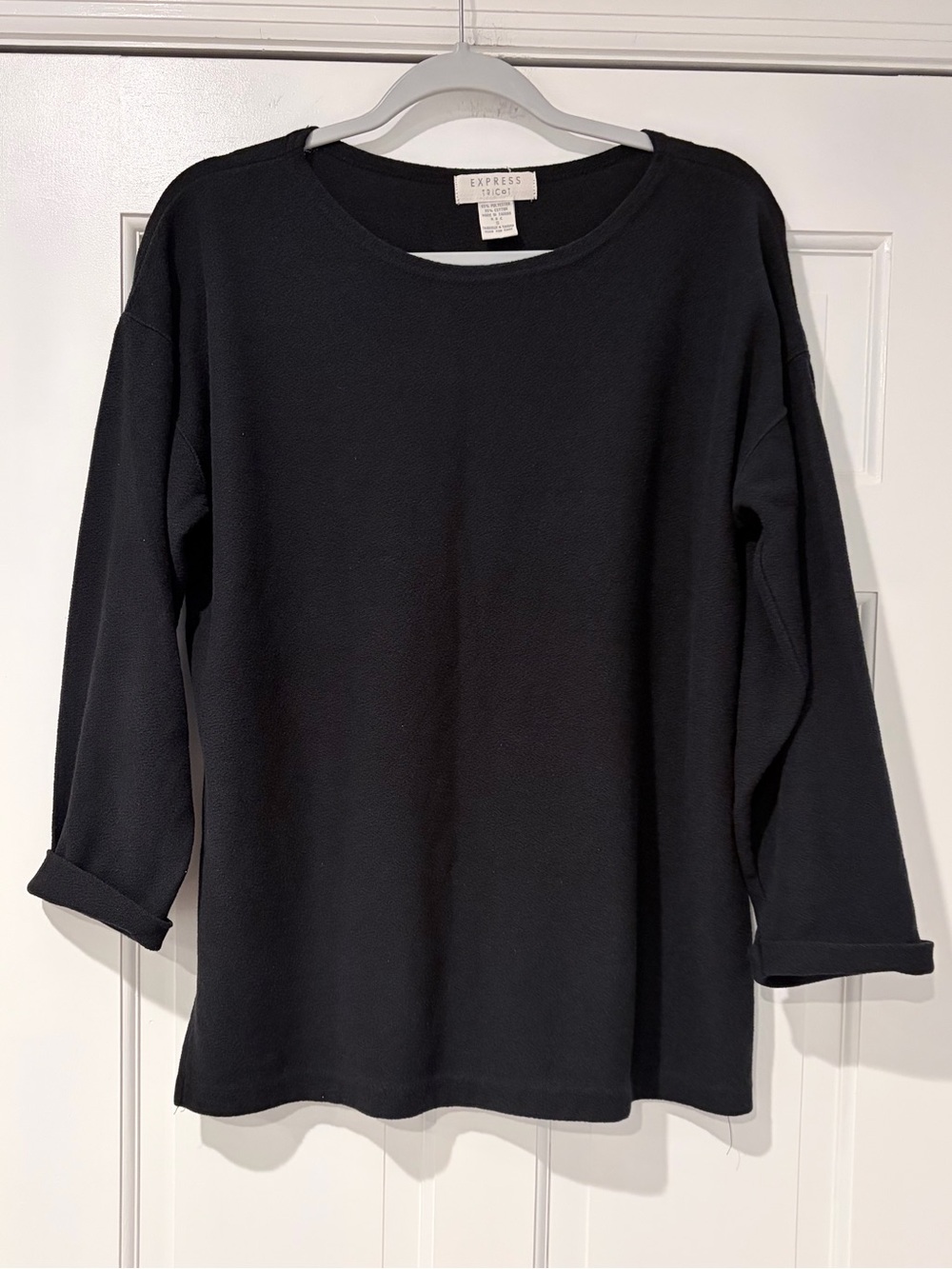 Vintage Express Tricot Black Oversized Knit Top Small